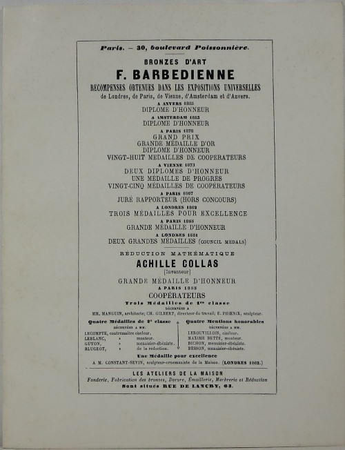 Image for Bronzes d'Art F. Barbedienne