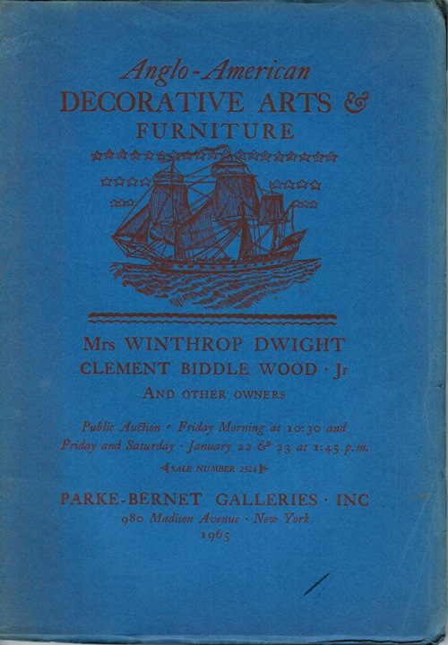 Image for Anglo-American Decorative Arts & Furniture, New York, January 22 & 23, 1965 (Sale 2324): Mrs. Winthrop Dwight, Clement Biddle Wood, Jr, and Other Owners