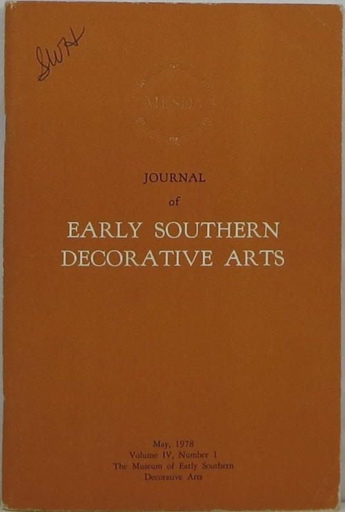 Image for Journal of Early Southern Decorative Arts: Volume IV, Number 1