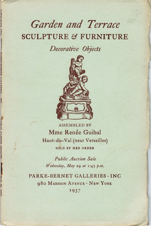 Image for Garden and Terrace Sculpture & Furniture, Decorative Objects, Assembled by Mme Renée Guibal, Haut-du-Val (near Versailles), New York, May 29, 1957 (Sale 1764)