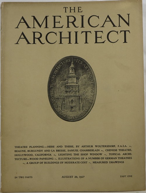 Image for The American Architect, Number 2527, in Two Parts, August 20, 1927