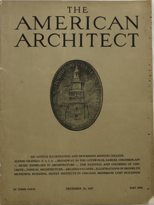 Image for The American Architect, Number 2535, in Three Parts, December 20, 1927