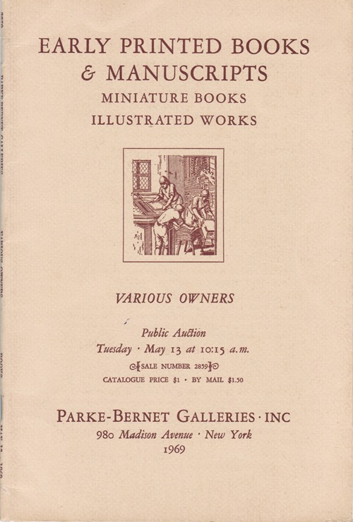 Image for Early Printed Books & Manuscripts, Miniature Books, Illustrated Works, New York, May 13, 1969 (Sale 2859)