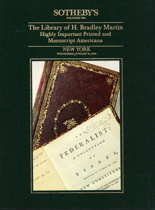 Image for The Library of H. Bradley Martin, Part VII: Highly Important Printed and Manuscript Americana, New York, January 31, 1990 (Sale 5972)