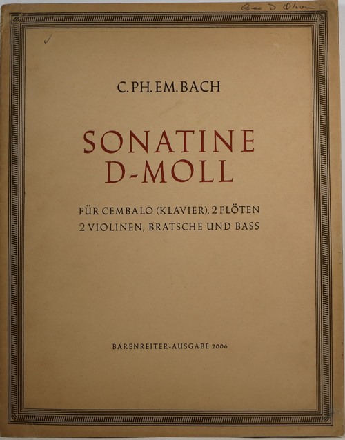 Image for Sonatine D-Moll: Für Cembalo (Klavier), 2 Flöten, 2 Violinen, Bratsche und Bass (1764)