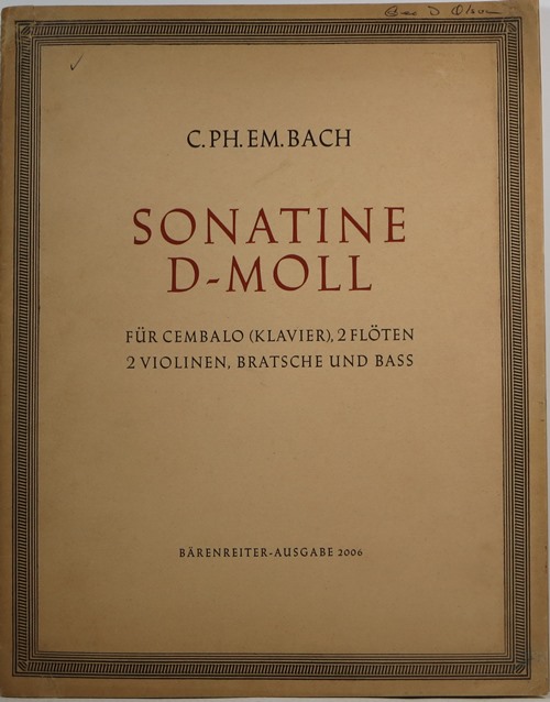 Image for Sonatine D-Moll: Für Cembalo (Klavier), 2 Flöten, 2 Violinen, Bratsche und Bass (1764)