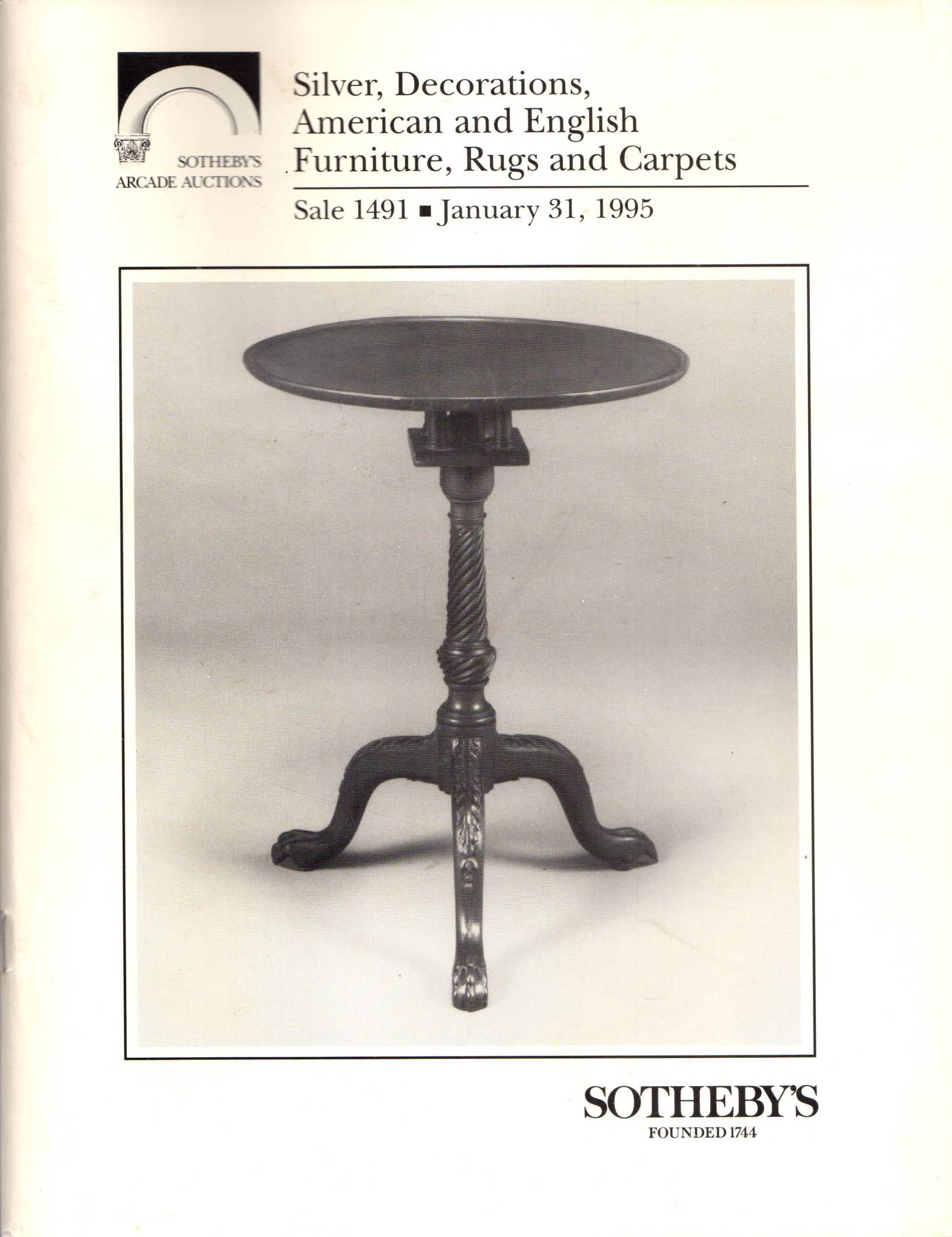 Silver, Decorations, American and English Furniture, Rugs and Carpets, New York, January 31, 1995 (Sale 1491)