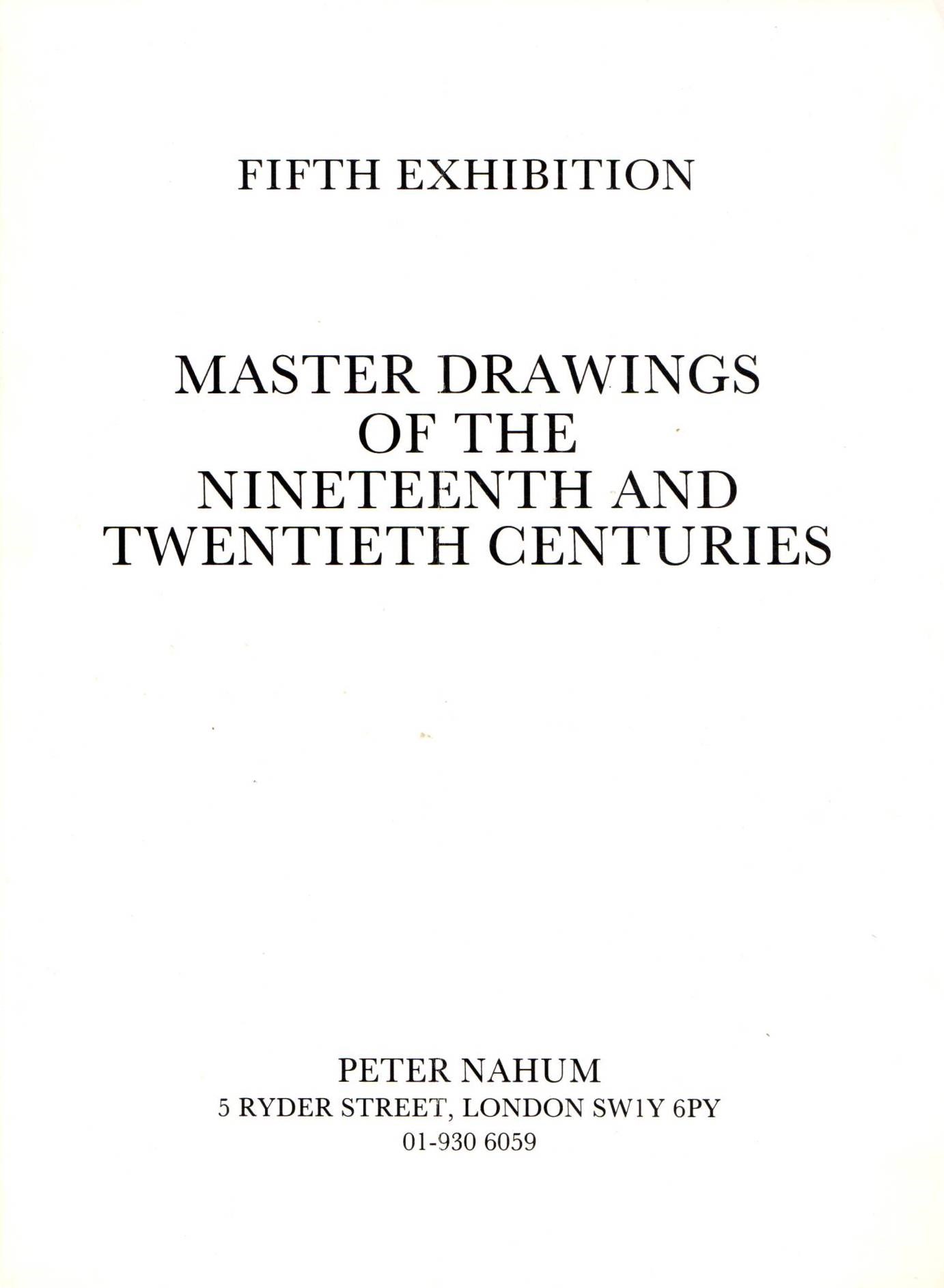 Image for Master Drawings of the Nineteenth and Twentieth Centuries: Fifth Exhibition Master Drawings of the Nineteenth and Twentieth Centuries: Fifth Exhibition
